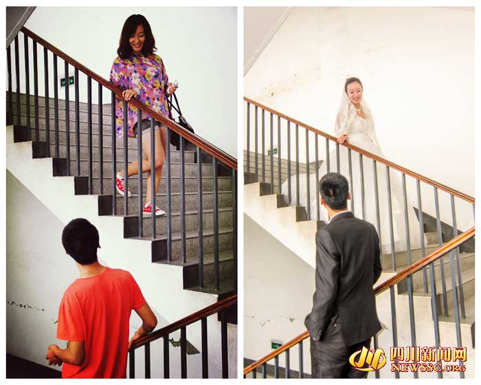 高清组图:西南交大学霸夫妻校园婚拍走红